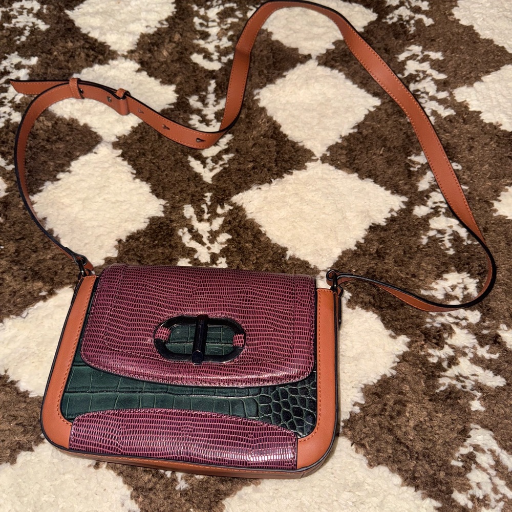 Vince Camuto Red and Green Crossbody Bag
